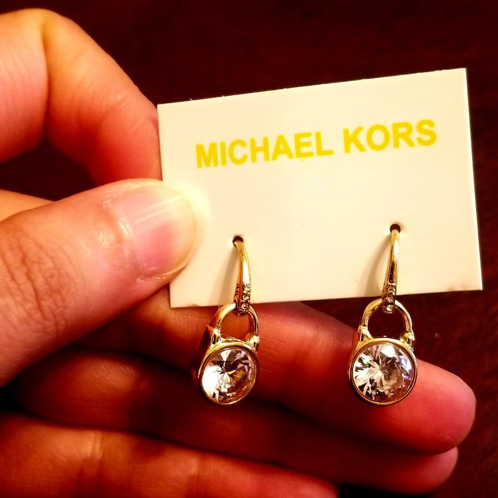 "Michael Kors Logo Gold Earrings"